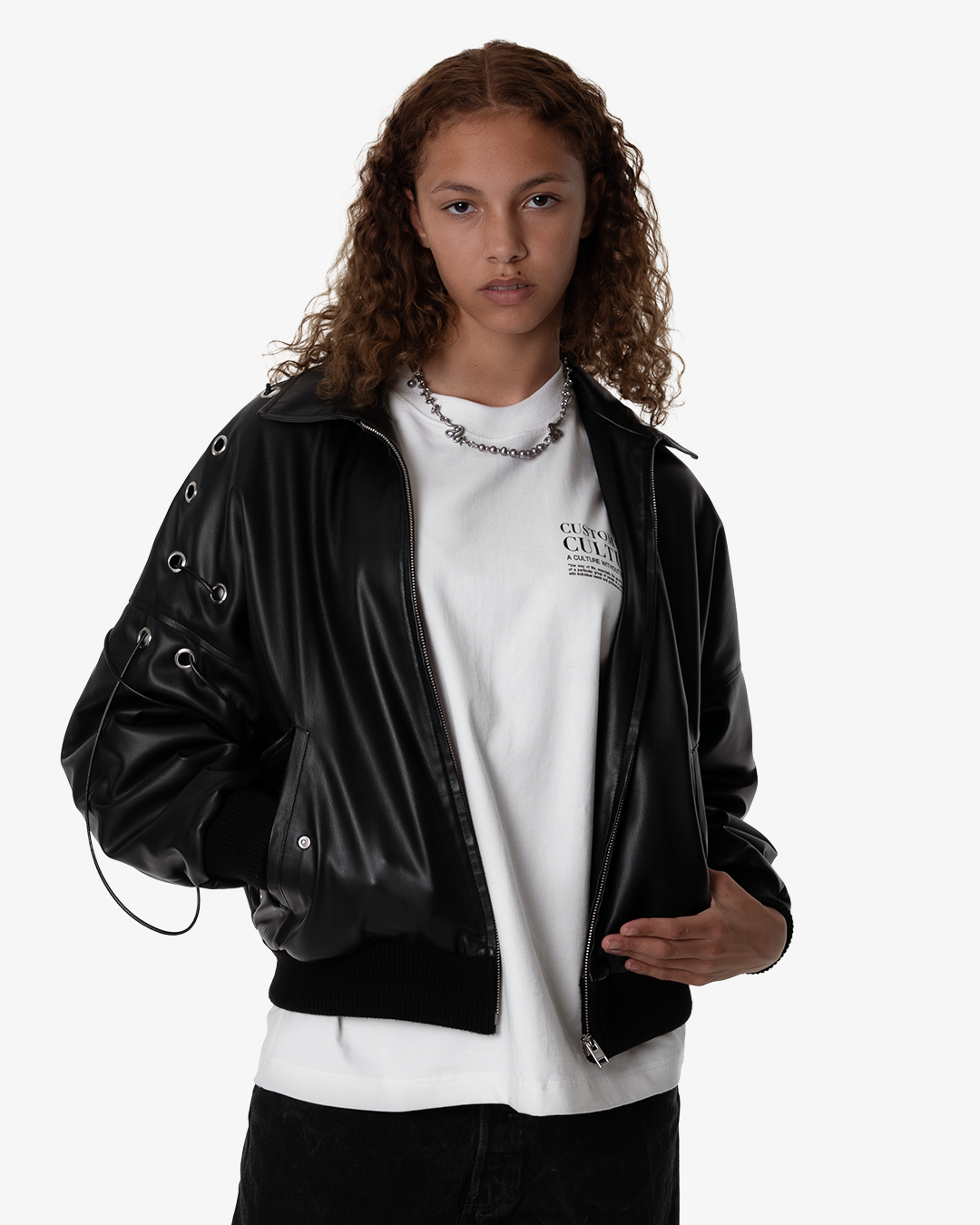 vegan leather jacket bomber 90s Customized Culture 