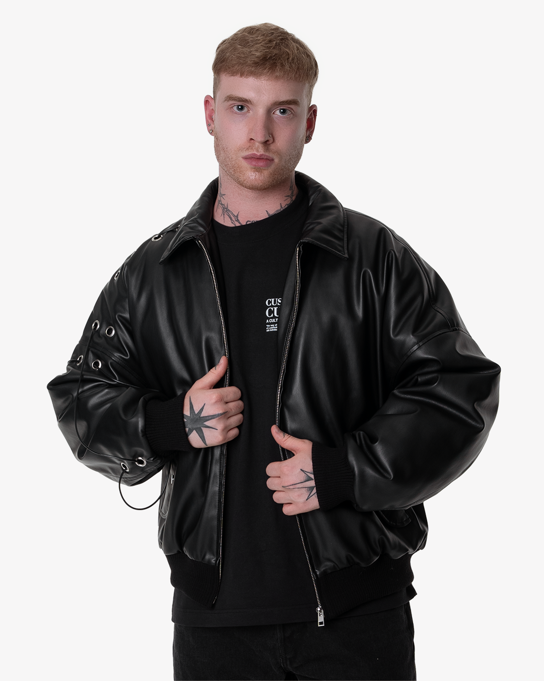 vegan leather jacket bomber 90s Customized Culture